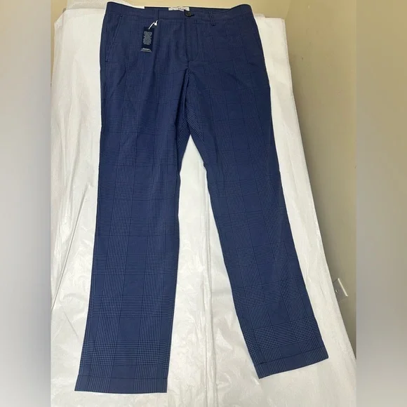 NWT;Penguin TECH KNIT CHINO PANT Blue Checkered 💥